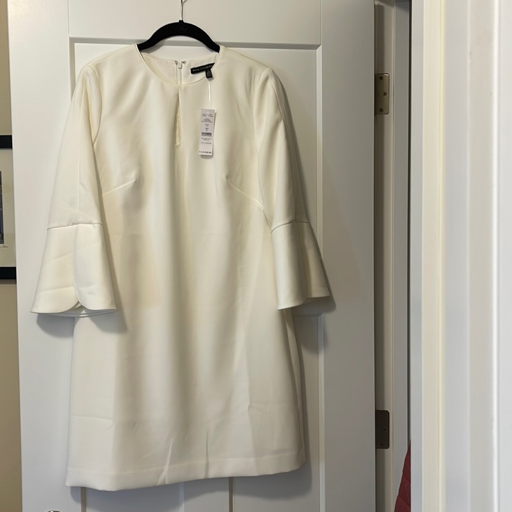 White House Black Market dress, winter white, size 6 NWT